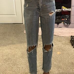 PacSun Ripped Straight Leg Jeans in Blue